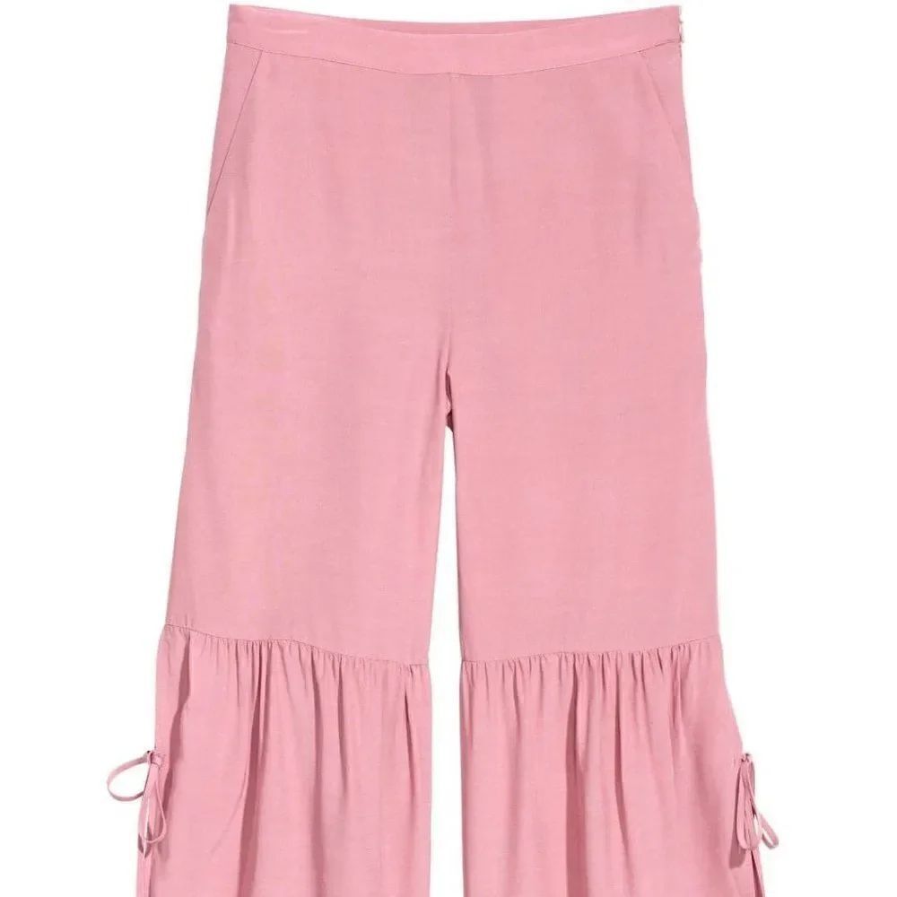 H&M Dusty Pink Tie Wide Leg Cropped Pants 10 NWT